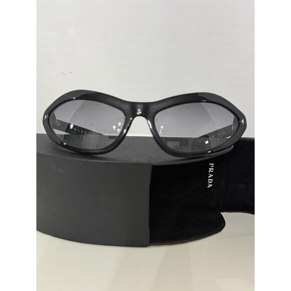 Prada SPR 05N Black Oval Sunglasses 1AB-3M1 Made in Italy w/ Case Authentic - Picture 9 of 14